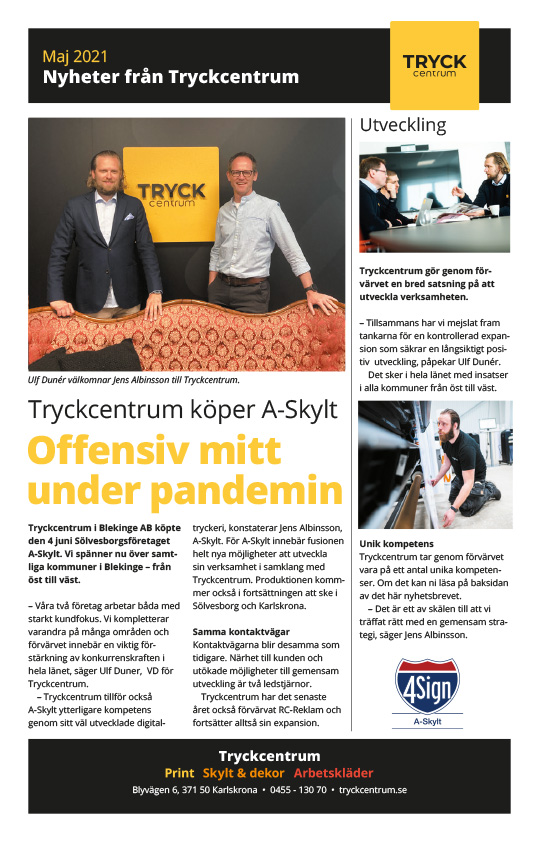 Nyhetsbrev Maj 2021